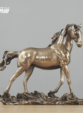 冷铸铜马摆件轻奢工艺品小精致马到成功摆设马上封侯发财