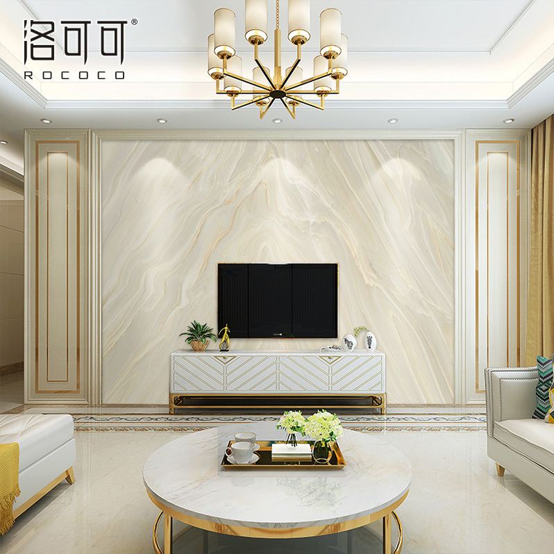 简约壁纸大理石壁画轻奢电z视背景墙壁画客厅暖色墙纸墙布