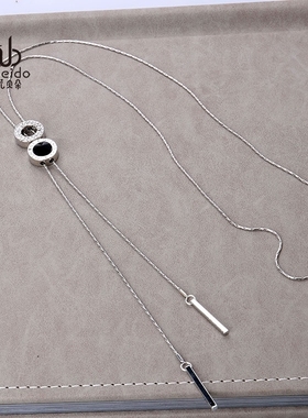 项链女长款挂件秋冬百搭韩版时尚气质简约水晶流苏挂链装饰毛衣链