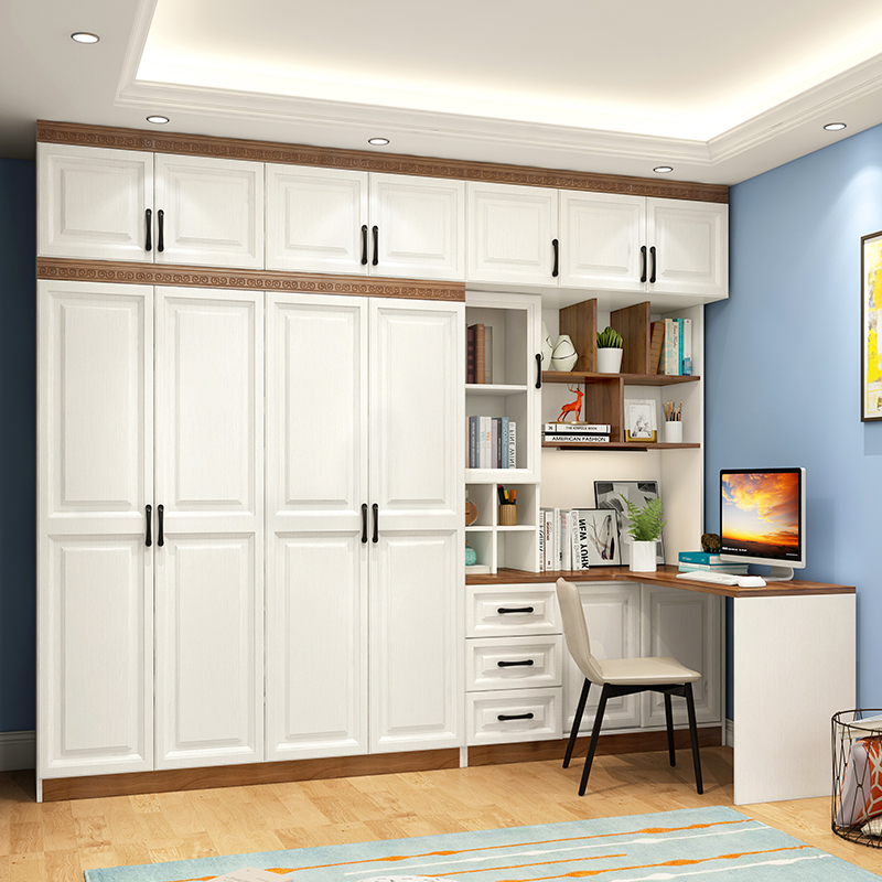 转角书柜电脑桌儿童书桌组合衣柜书架书房学生写字台办公学习桌子