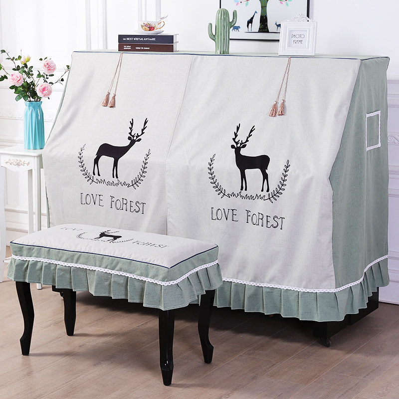 钢琴巾盖巾钢琴刺绣印花布艺钢琴套防尘罩钢琴罩全罩半开款