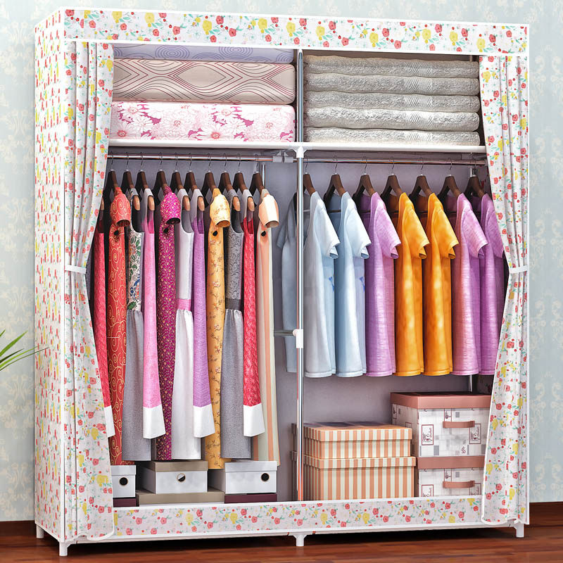 简易衣柜出租房用布衣柜钢管加粗加固宿舍经济型卧室衣橱现简约,住宅家具,简易衣柜,淘宝优惠券,粉丝福利购,淘宝优惠卷