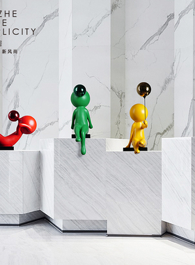 抽象雕塑人物样板间客厅落地摆件售楼处吹泡泡装饰品