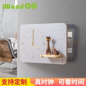 木目woo 饰 电箱洞洞板遮挡箱时钟配电箱装 电表箱装 饰画带钟表