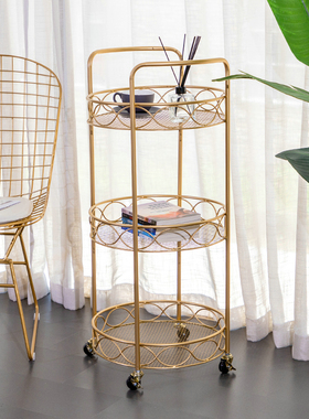 铁艺可移动小推车落地桌下收纳架厨房零食储物卧室家用床头