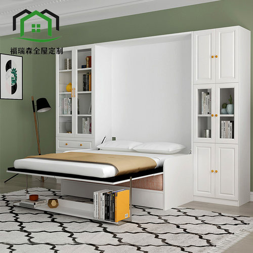 多功能沙发隐形床带书柜小户型阳台书房翻转床壁柜床折叠壁床