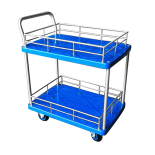 单扶手两车带护栏拉加刹车静音手推车 运货车办公推层平板车可车