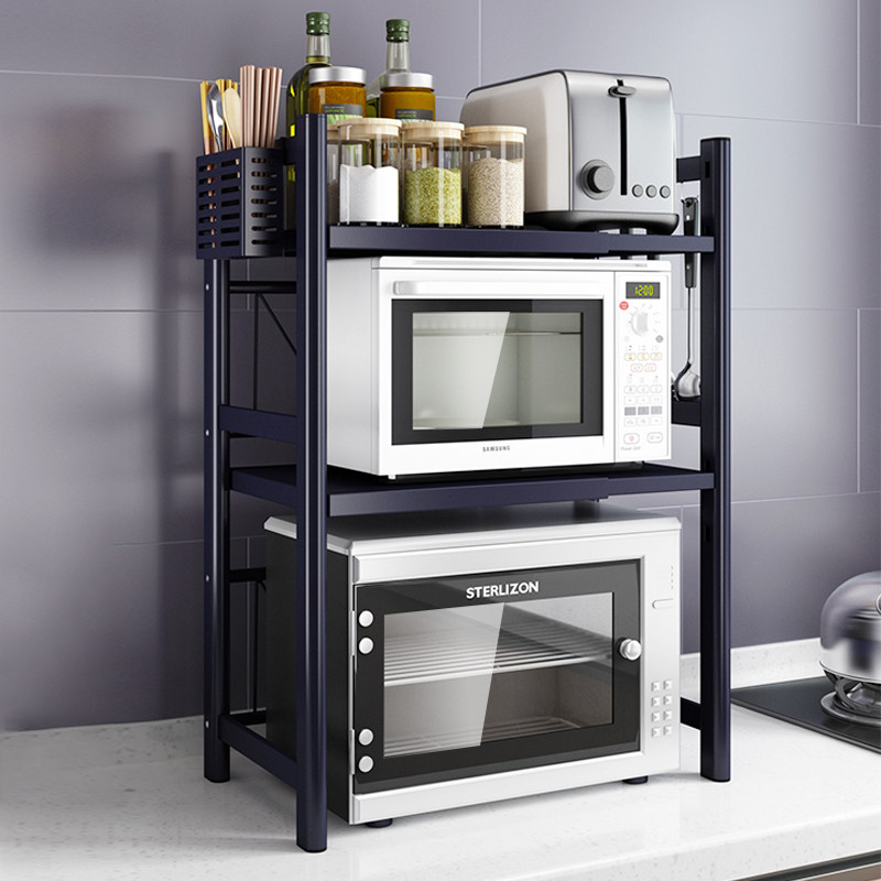 厨房微波炉架子台面伸缩家用多功能桌面烤箱双层收纳
