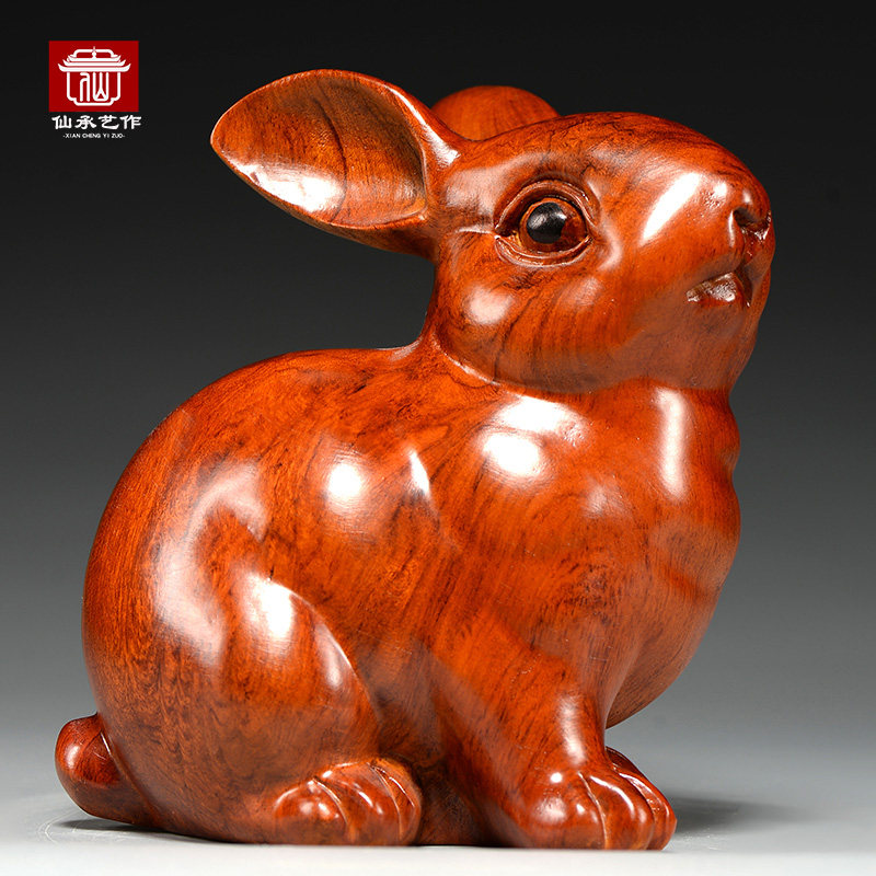 实木雕刻兔子摆件十二生肖木头兔家居客厅装饰品开业送礼,家居饰品,装饰摆件,淘宝优惠券,粉丝福利购,淘宝优惠卷
