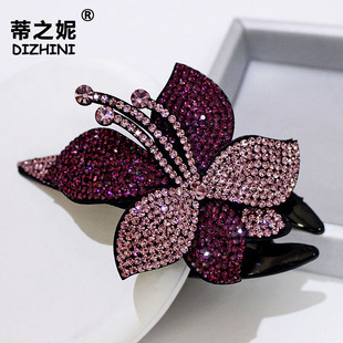 水钻花朵发饰发夹后脑勺大号鸭嘴夹发卡头饰夹子韩国盘头发的饰品