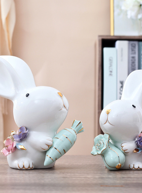 摆件兔子室内电视柜卧室装饰品招财小摆设客厅创意家居