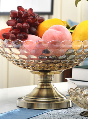 高档欧式果盘奢华玻璃水果盘 客厅茶几餐桌加厚玻璃果盘