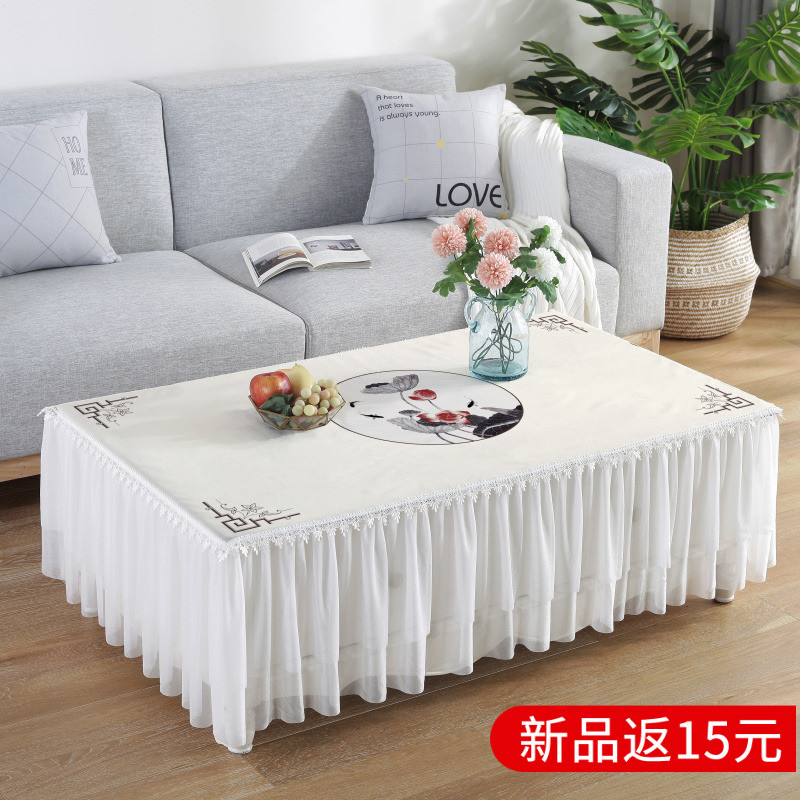 新中式茶几桌布布艺中国风餐桌布桌垫长方形电视柜圆桌台布感