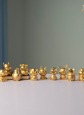 十二生肖摆件全套生肖鼠铜牛虎兔龙蛇马羊猴鸡狗猪