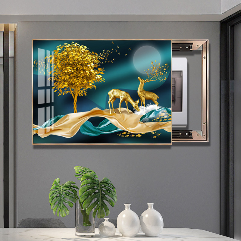 电表箱装饰画遮挡挂画轻奢配电箱电闸箱电表盒推拉壁画现,家居饰品,现代装饰画,淘宝优惠券,粉丝福利购,淘宝优惠卷