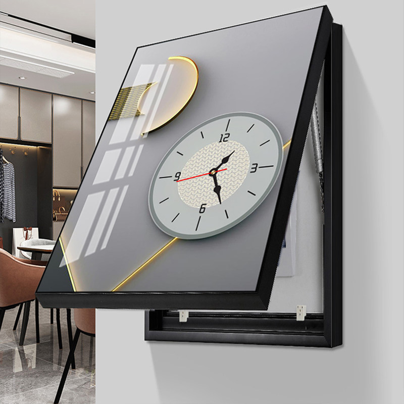 竖款电表箱装饰画带钟表现简约挂画餐厅壁画挂钟配电箱遮挡竖版,家居饰品,现代装饰画,淘宝优惠券,粉丝福利购,淘宝优惠卷