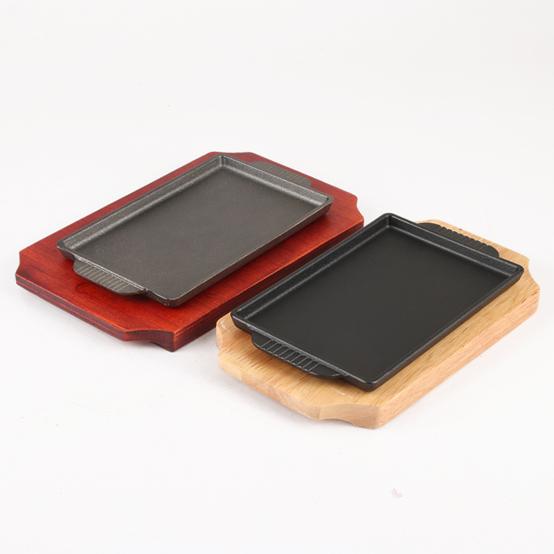 铁板烧盘家用长方形铸铁铁板商用韩式烤鱼盘烧烤肉西餐煎盘牛排盘