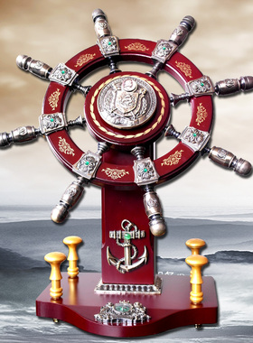 领航舵摆件舵手船舵木质送礼桌面装饰品开业礼品