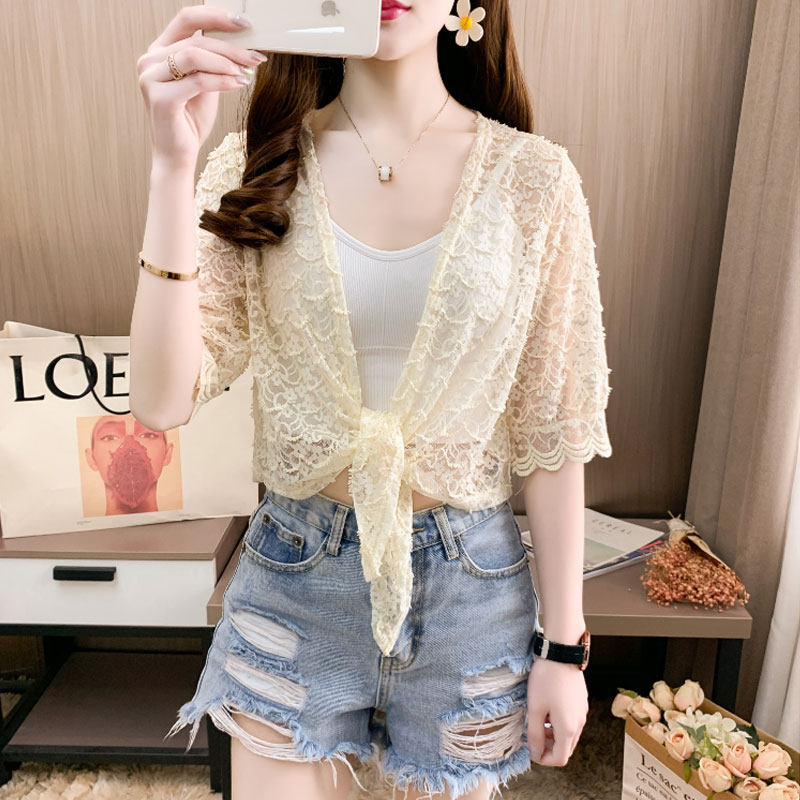 蕾丝小披肩外套女夏季配吊带裙子开衫短款外搭罩衫薄款防晒衣百搭,女装/女士精品,短外套,淘宝优惠券,粉丝福利购,淘宝优惠卷