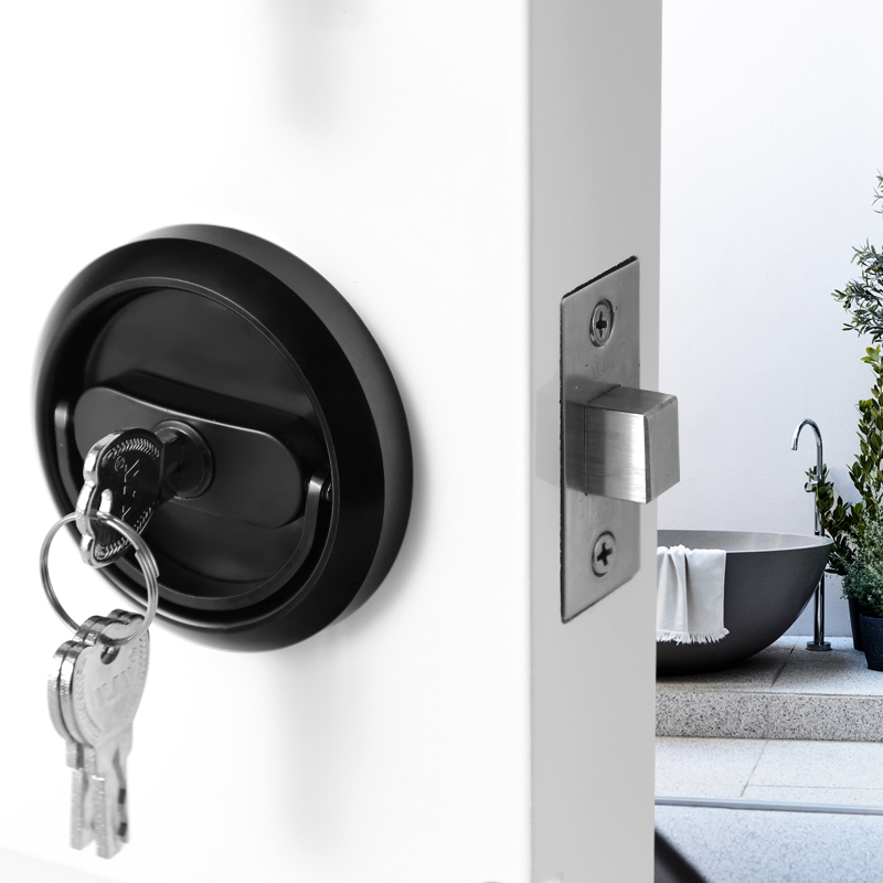 隐形门锁室内门锁家用通用型房门锁拉环锁具储藏室门双钩防盗锁