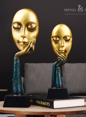 装饰品摆件现装饰品创意客厅思想者面具家居艺术品摆设