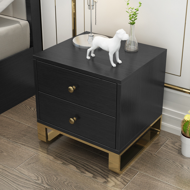 网红后现代床头柜卧室轻奢黑白色简约多功能收纳储物柜实木床边柜