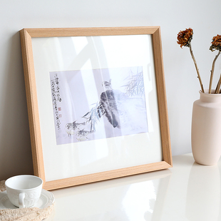 正方形相框字画装裱国画裱框架画框定制挂墙任意尺寸简约实木外框