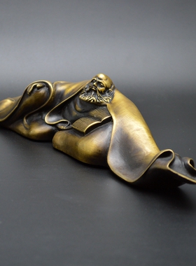 摆件车载黄铜镇纸书房文房铜镇尺摆设汽车内装饰品