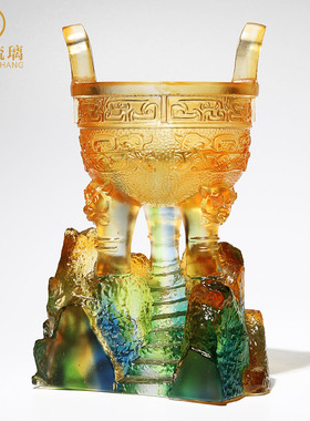 琉璃三足圆鼎摆件开业礼品实用大气店铺公司商务定制