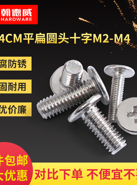304不锈钢扁平头十字螺丝钉CM笔记本数码电脑超薄头大平头螺丝 M2