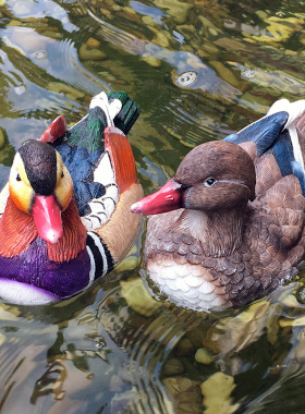 仿真小黄鸭子摆件树脂创意花园庭院水池鸳鸯装饰假山动物工艺品