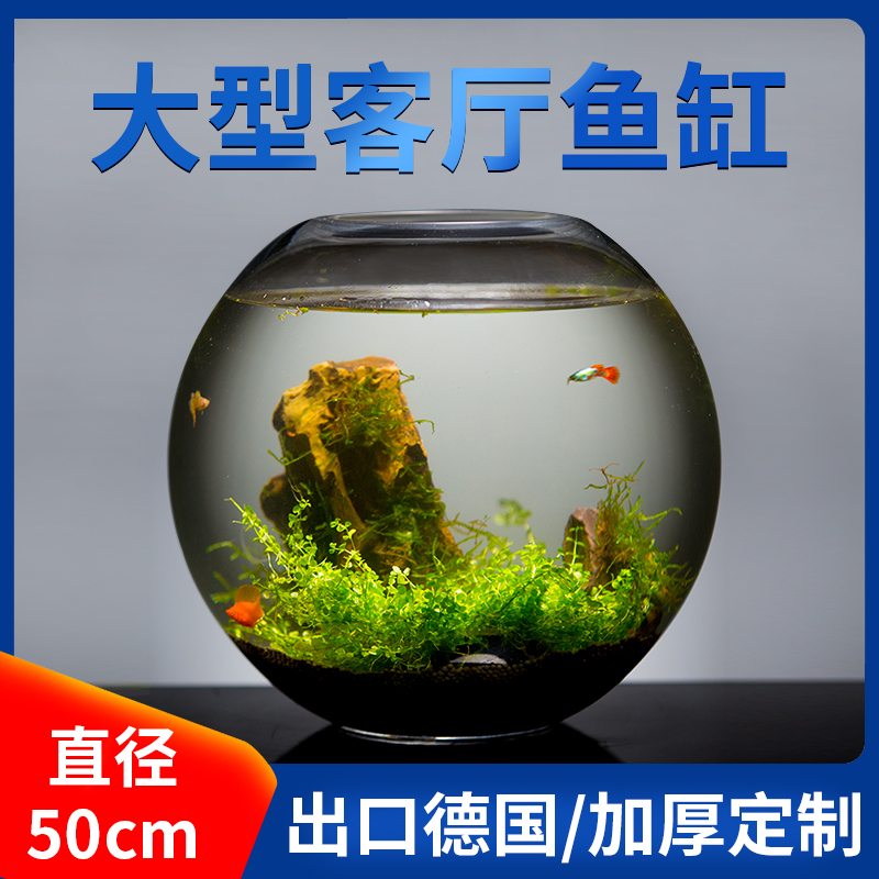 鱼缸客厅大型圆球形中小型桌面玻B璃金鱼缸生态造景水族箱家用招
