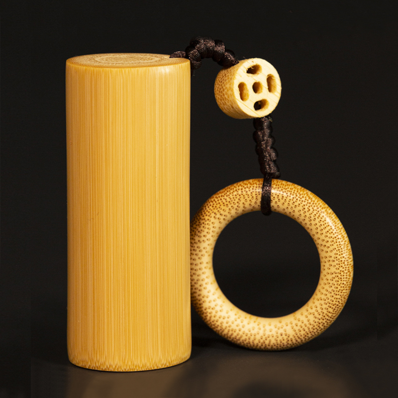 实心竹手把件老玉竹长6cm带环文玩F精磨手工抛光竹子竹制竹雕挂件