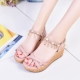 厚底松糕坡跟凉鞋 女夏季 平底学生中跟简约高跟女鞋 2021新款 子韩版