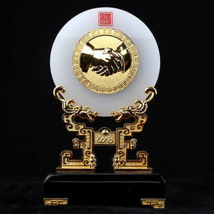 琉璃玉办公室摆件工艺品合作共赢公司纪念品定制商务礼品送客户