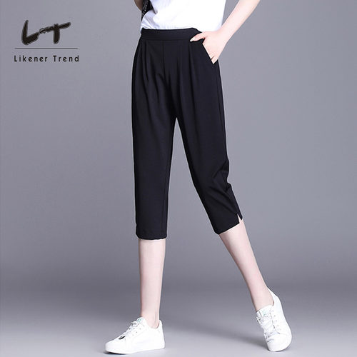 LT哈伦裤女2021新款夏季薄款宽松裤子女冰丝休闲大码百搭七分裤潮
