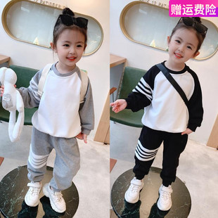 女童春装套装2021新款儿童洋气宝宝韩版网红男童春秋运动两件套潮