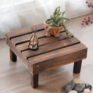 花架置物架阳台落k地式 实木防腐木架子室外木质花盆景架多肉正方