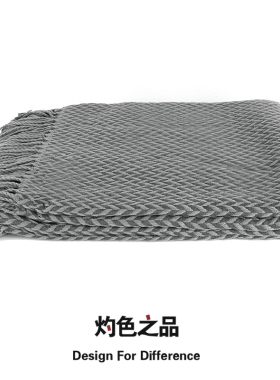 软装针织棉搭巾毯子简约现代样板房装饰盖毯床尾巾床尾垫灰色床毯