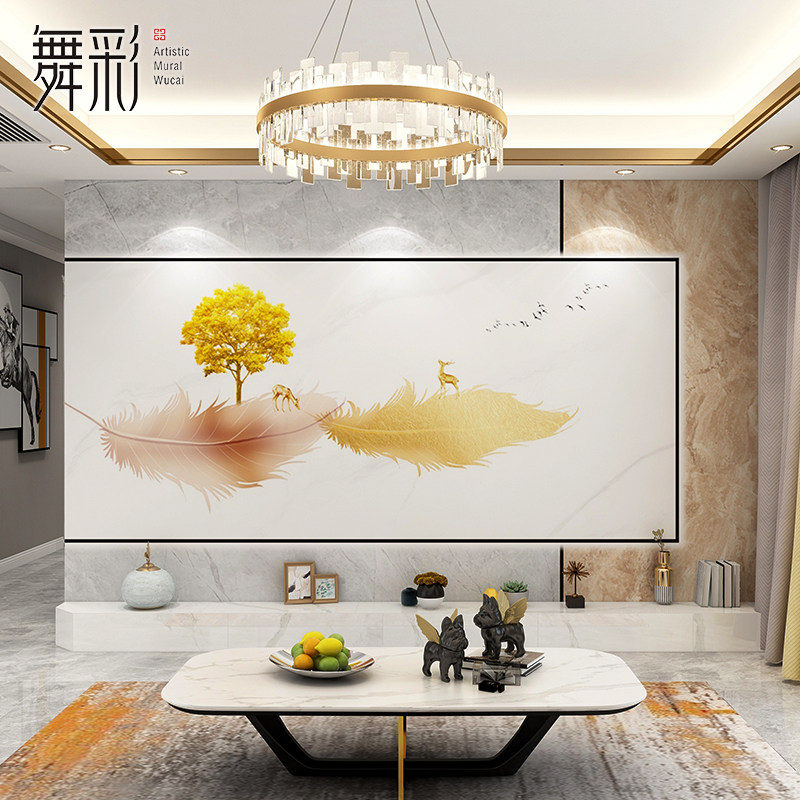 简约北欧现代大理石墙布拼接仿悬空电视背景墙壁纸轻奢影视墙壁画,家装主材,定制壁画,淘宝优惠券,粉丝福利购,淘宝优惠卷