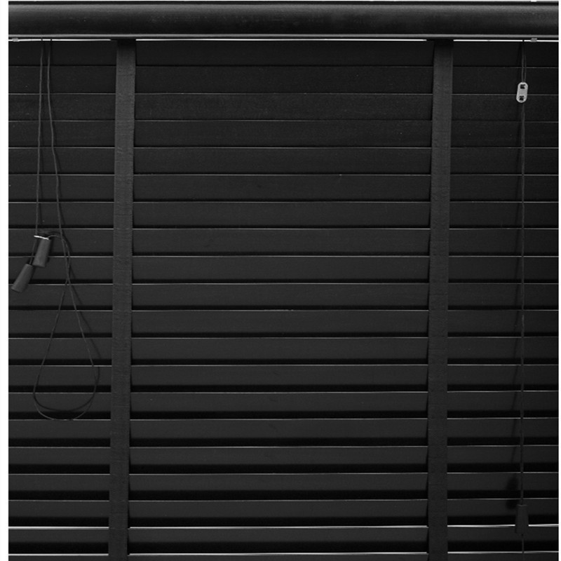 椴木百叶窗黑色实木窗帘百叶客厅遮光厨房百叶电S动帘卧室升降遮