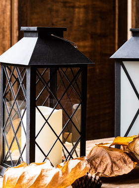 JK慕空间 复古简黑色户外太阳能灯蓄电池风灯 阳台花园装饰庭院灯