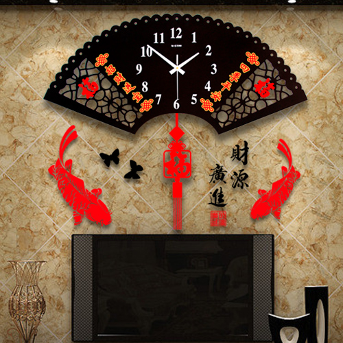 新中式大气家用客厅夜光挂钟创y意个性时钟静音时尚电子石英摆钟