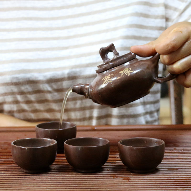 御工坊木鱼石茶具木鱼石茶壶木鱼石功夫茶具功夫茶壶 茗缘5件套装