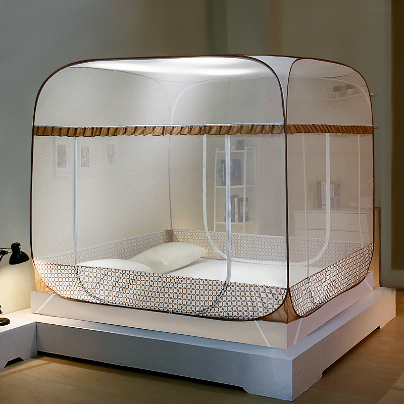 蒙古包蚊帐家用免安装防摔双人1.5/1.8Hm床加密加厚新款1.2米纹账