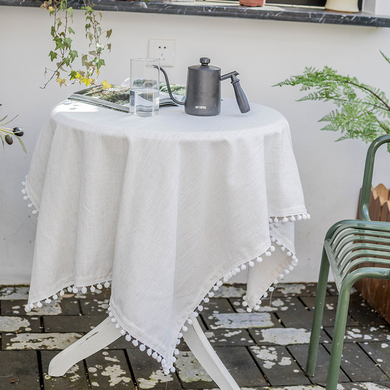 韩式桌布甜品店日式白色茶几床头柜方桌圆桌台布ins风棉麻小清新