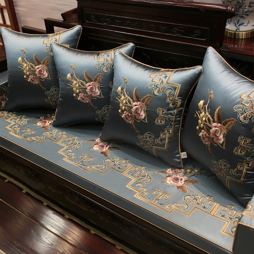 红木沙发坐垫新中式沙发垫靠背套实木家具垫罗汉床垫子五件套定制