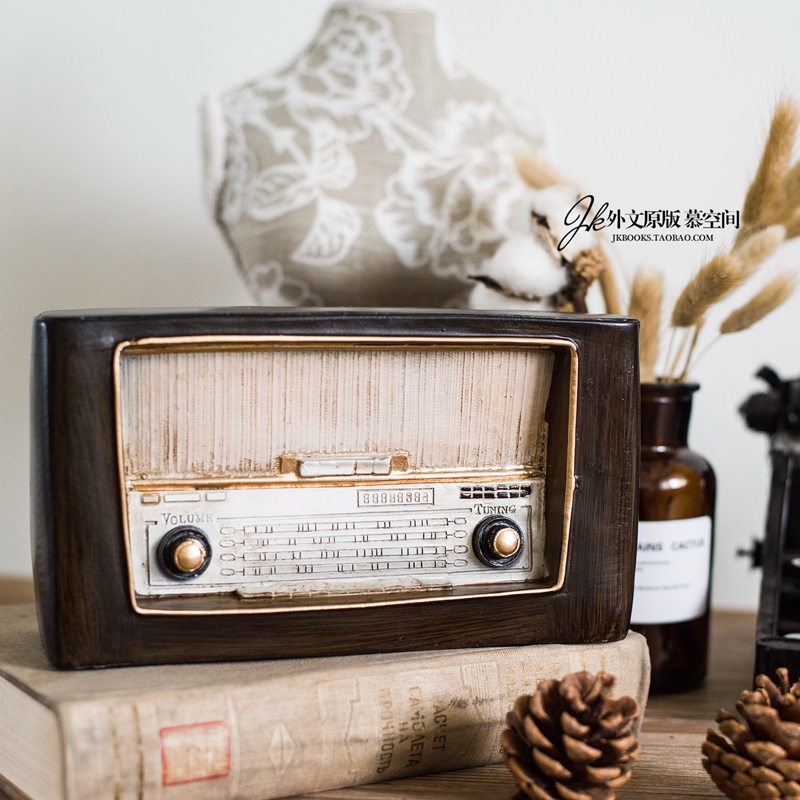 JK慕空间 复古仿旧桌面摆件收音机工业风老旧摆件拍摄树脂道具