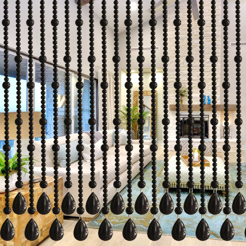 黑色水晶珠帘门帘隔断帘客厅卧室过道卫生间家用装饰风水帘子
