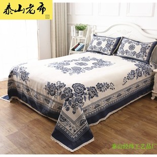 棉麻床单老粗布三件套床盖单双人床单枕巾布艺加厚被单枕头套床单